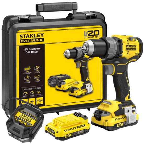 Stanley Gereedschap - 18V ACCU-boorschroevendraaier, 2x accu 2,0 Ah Li-Ion, lader SFMCD725D2K-QW