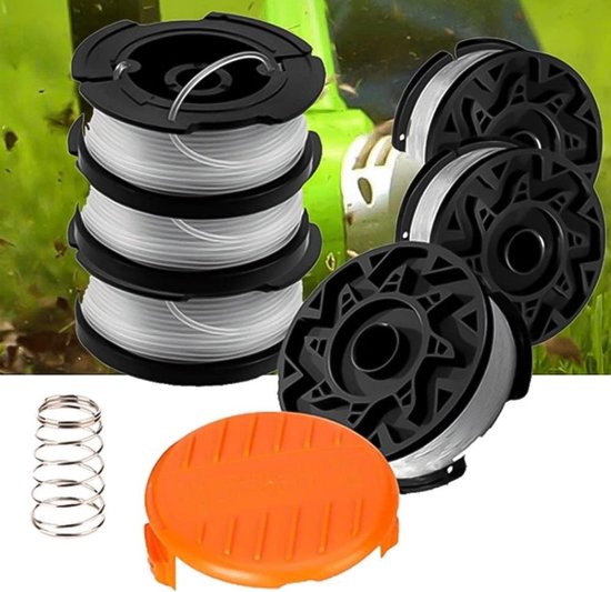 Maaidraad - 6 Stuks - trimmerdraad - Reserve draden - draadspoelen - voor Black Decker, Bekasa AF-100-3ZP en A6481 - lengte 30 ft - voor Vervangt spoelen uit de GL280-, GLC1825N - serie met doppen en veren - wit van Merkloos	 — afbeelding 2