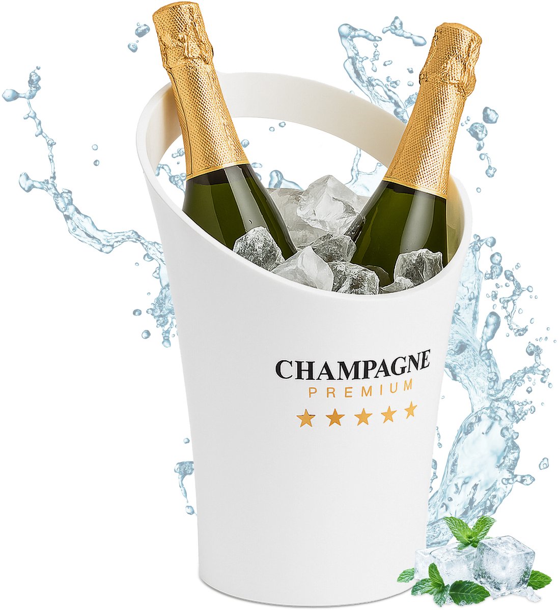 champagnekoeler - voor 2 flessen - kunststof - wit