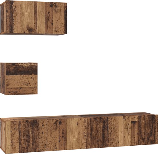 Wandplank 2 pcs Oude hout 80 x 15 x 26 cm Bewerkt hout
