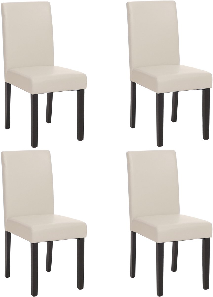 MCW Set van 4 eetkamerstoelen Keukenstoelen Littau MVG-gecertificeerd ~ kunstleer, wit donkere poten