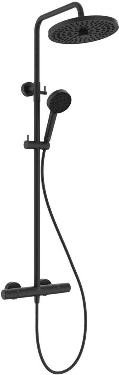 Ideal Standard Ceratherm T25+ - Doucheset met thermostaat, diameter 26 cm, 2 jets, zijde zwart A8497XG