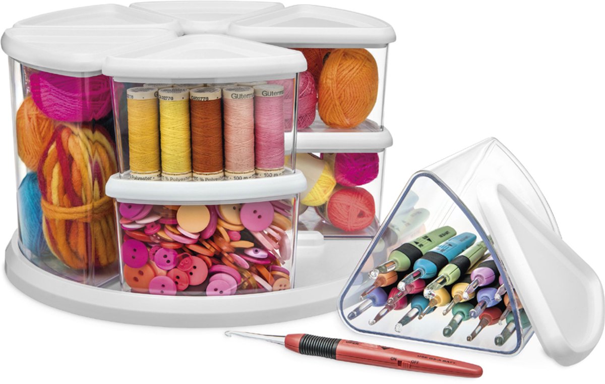 Deflecto draaibare organizer transparant/wit