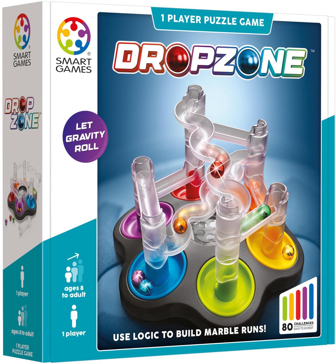 SmartGames Dropzone - Logisch Denkspel & Knikkerbaan - 80 Educatieve Bouwuitdagingen - Solospel - Vanaf 8 Jaar
