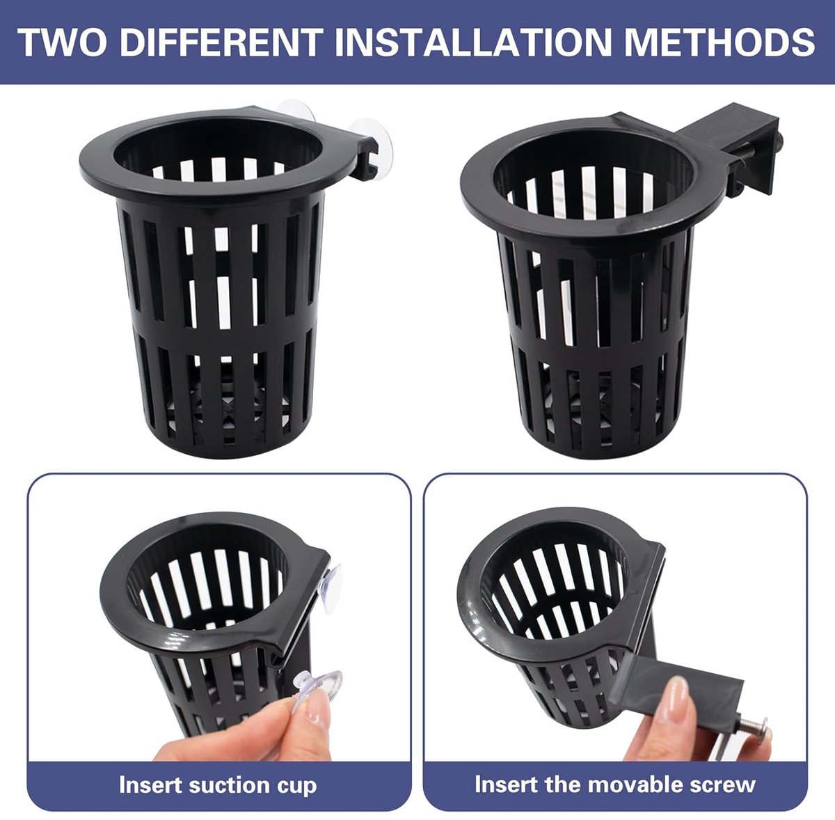 HOMURY 4 stuks aquarium plantenhouders: plantenstandaard voor aquaria hangende aquariumplanten kopjes hangende waterplant voor aquascape decoraties, voor aquarium aquaponic plantenteelt