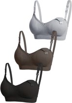 voedingsbh - 3 PACK - MAAT L - Voedingsbh zonder beugels - Zwangerschapsbh - verstelbare schouderband - zachte stof - naadloos ontwerp - uitneembare vulling - voorkant voorzien van flap - handig met borstvoeding