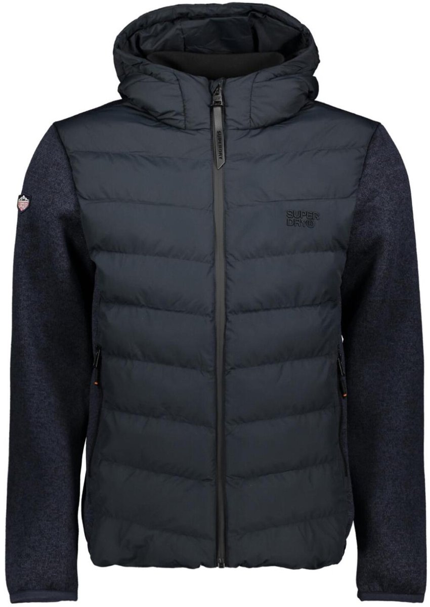 Superdry Jas Hooded Storm Knit Hybrid Jkt M5012293a Eclipse Mannen Marineblauw