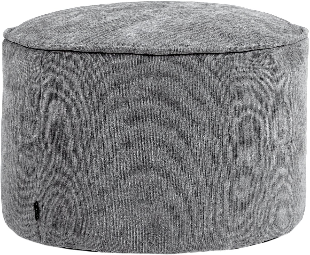 icon - Milano Poef - Ronde Zitzak Hocker - Chenille - Grijs