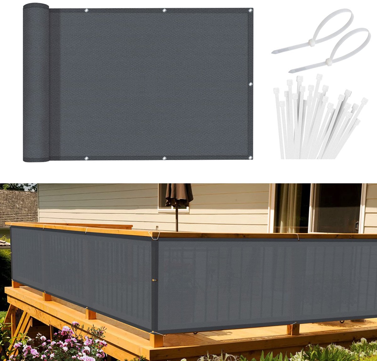 Ibenzoa® Balkonscherm met Optimale Privacybescherming en UV-bestendigheid voor Terras en Tuin