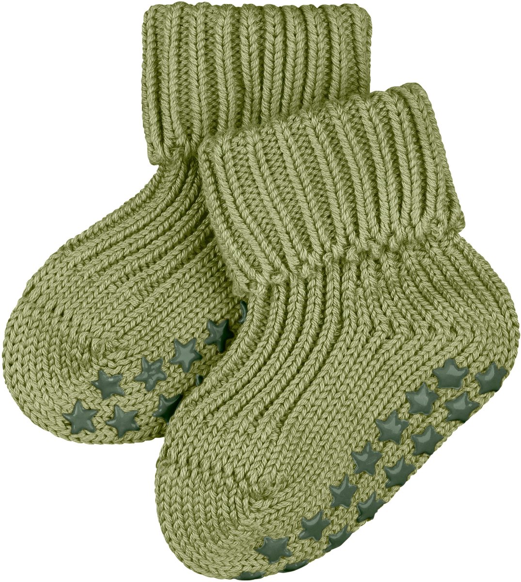 FALKE Cotton Catspads Noppen op de zool katoen huissokken baby groen - maat 80-92