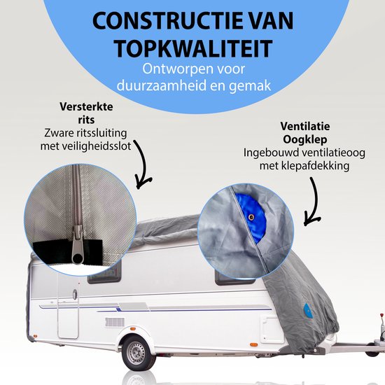 Muntel® Caravanhoes - Caravan beschermhoezen - Camperhoezen - Waterdicht - UV-bestendig - Maat S - 4,60 x 2,50 x 2,20 M - (170g/m²) — afbeelding 4