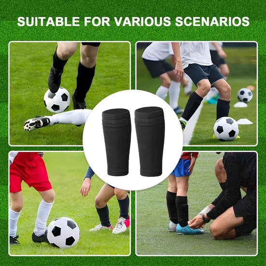 Allecto Plus - Scheenbeschermers 1 paar voetbalsokken voor kinderen en volwassenen beginners - ademend en antislip - zwart van Allecto Plus — afbeelding 2
