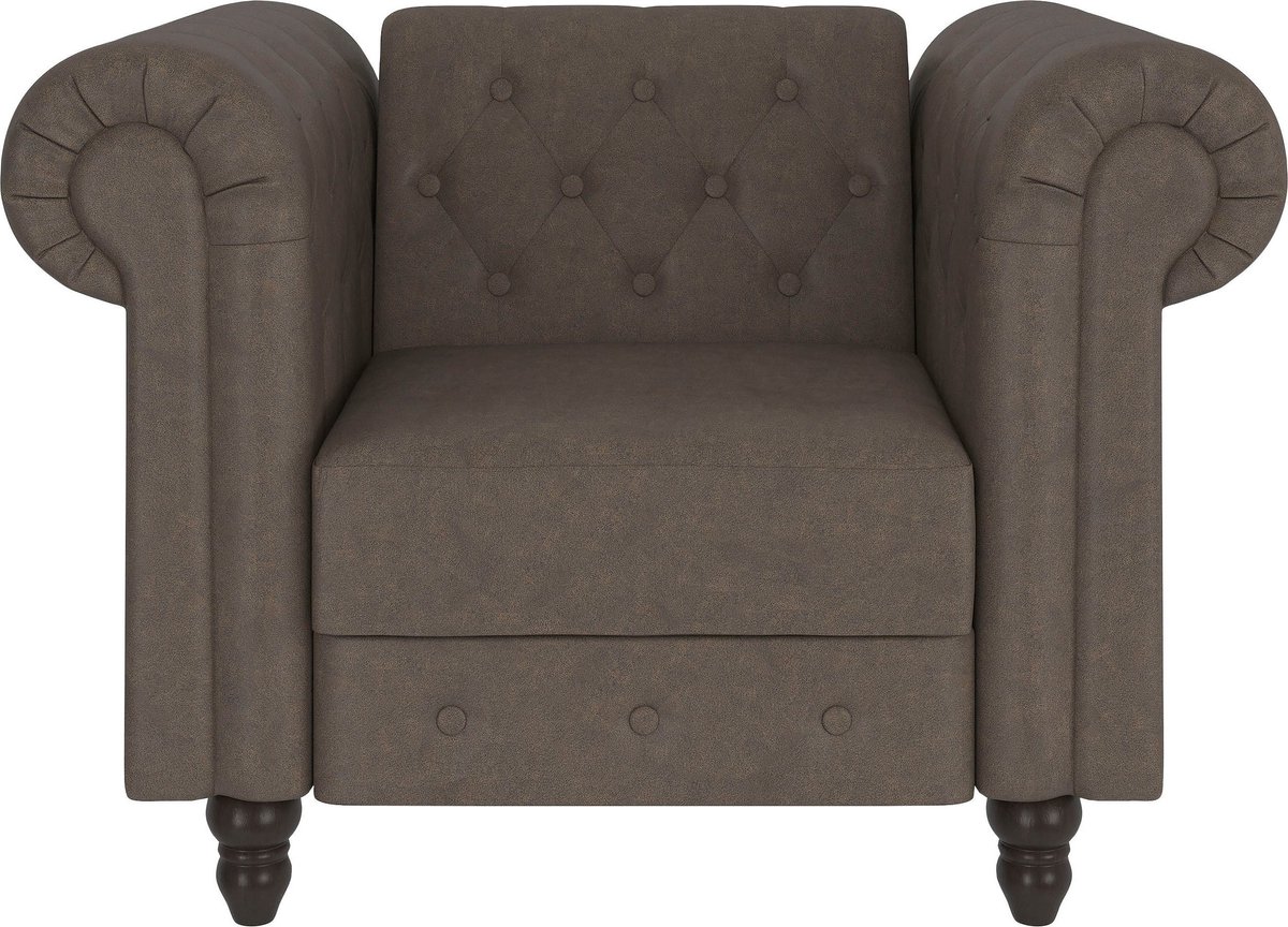 Felix - Loungestoel met relaxfunctie in Microvezel Donkerbruin (83 x 111 x 87 cm)