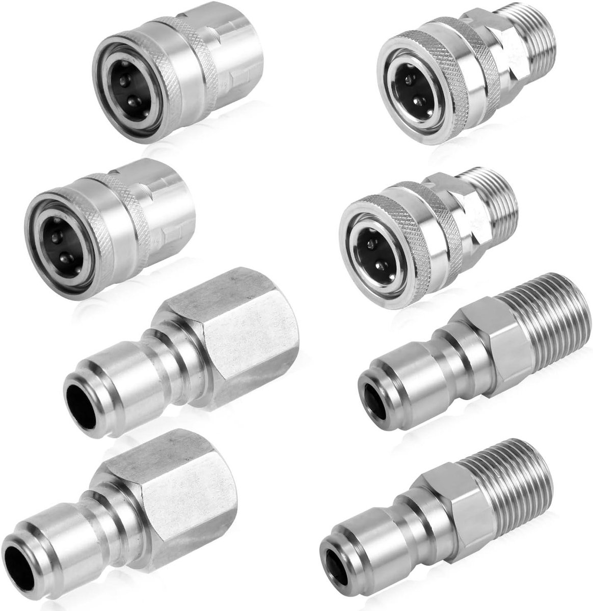 TheLau - Hogedrukreiniger Adapterset 8 stuks, Fast Connect, Roestvrij Staal - Accessoires voor Hogedrukreinigers en Tuinslangen