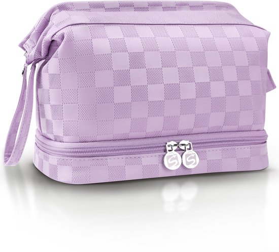 Skycases Make-up Tasje Dames – Beautycase – Toilettas – Waterdicht – Compact – Reistas Organizer – Toiletzak – Paars
