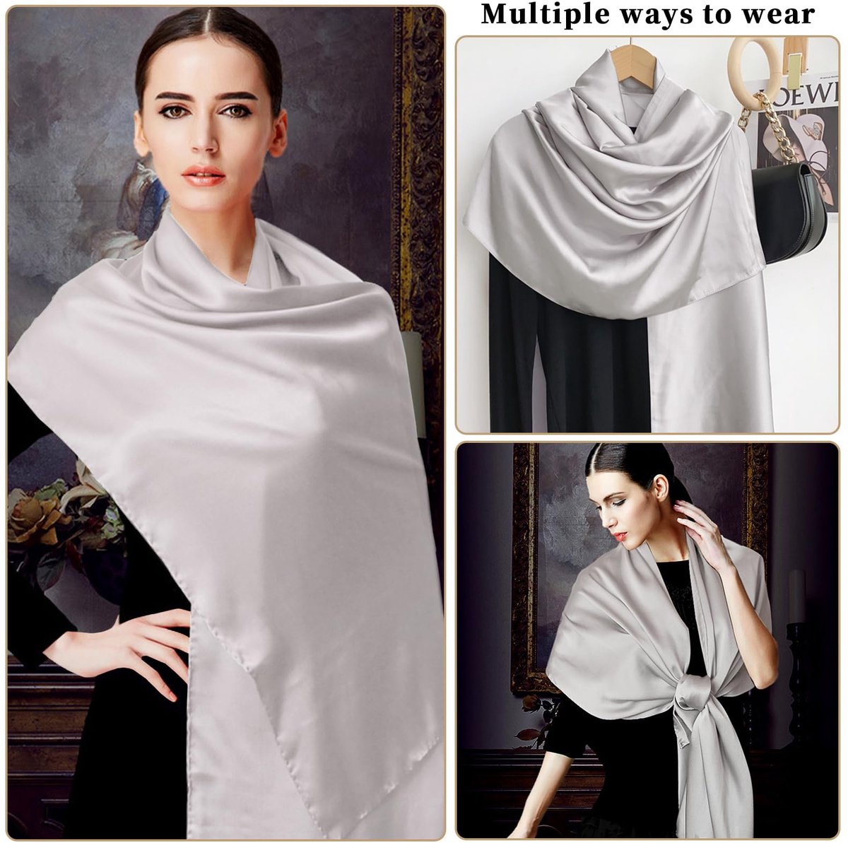 dellyy Chiffon stola voor dames, elegante sjaal voor avondjurk, bruiloft en feest, multifunctionele sjaal, Crème, Large dellyy Chiffon stola voor dames, elegante sjaal voor avondjurk, bruiloft en feest, multifunctionele sjaal, Crème, Large