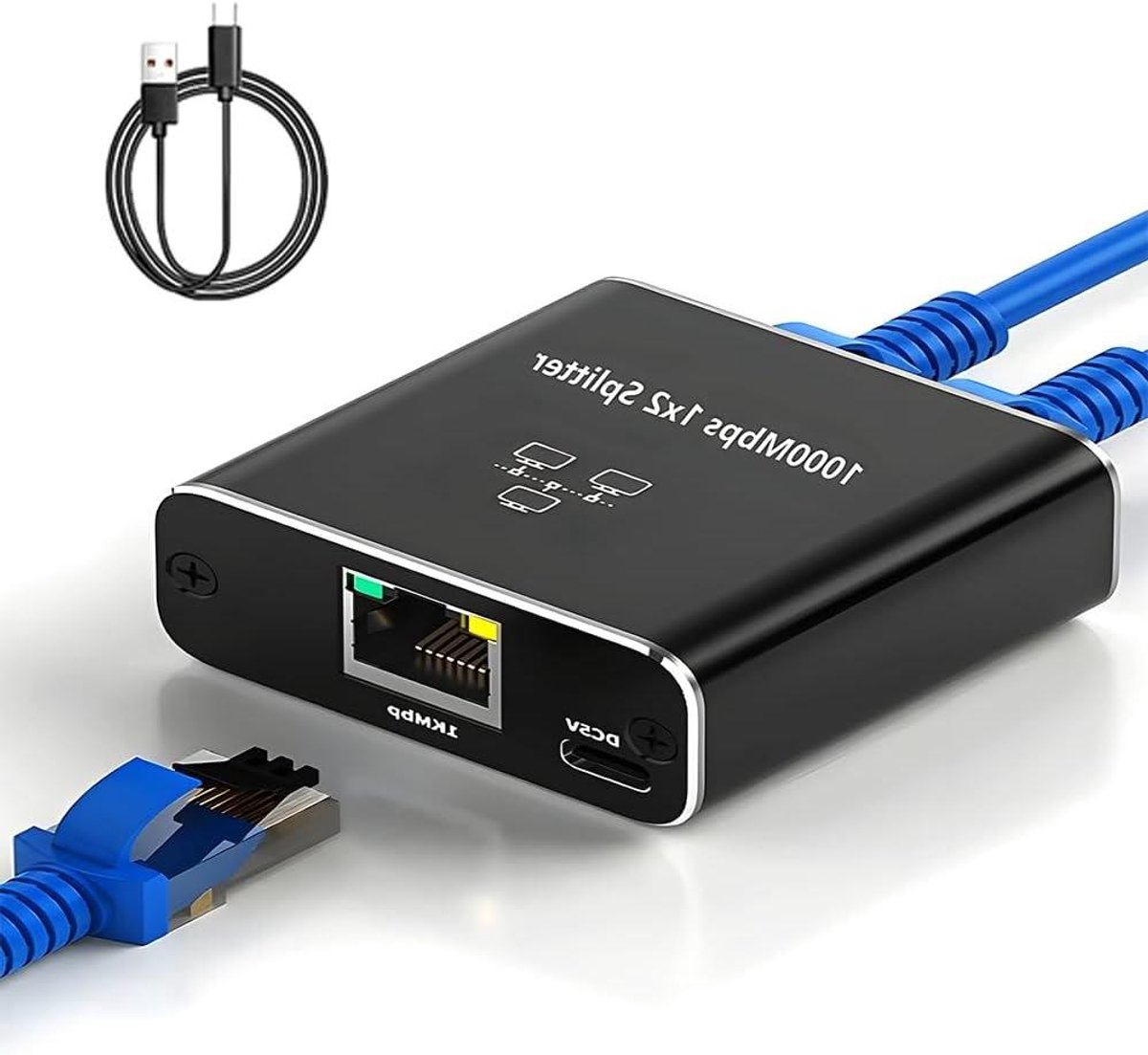 Allecto Plus - Ethernet Gigabit Netwerksplitter 1000 Mbit/s RJ45-Ethernet voor Computer en Router - Set-top Box en Digitale TV Aansluiting
