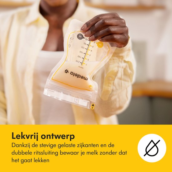 Medela Moedermelk Bewaarzakjes – 50 stuks – Lekvrij – Met Dubbele Sluiting en Schenktuit – BPA‑vrij en recyclebaar