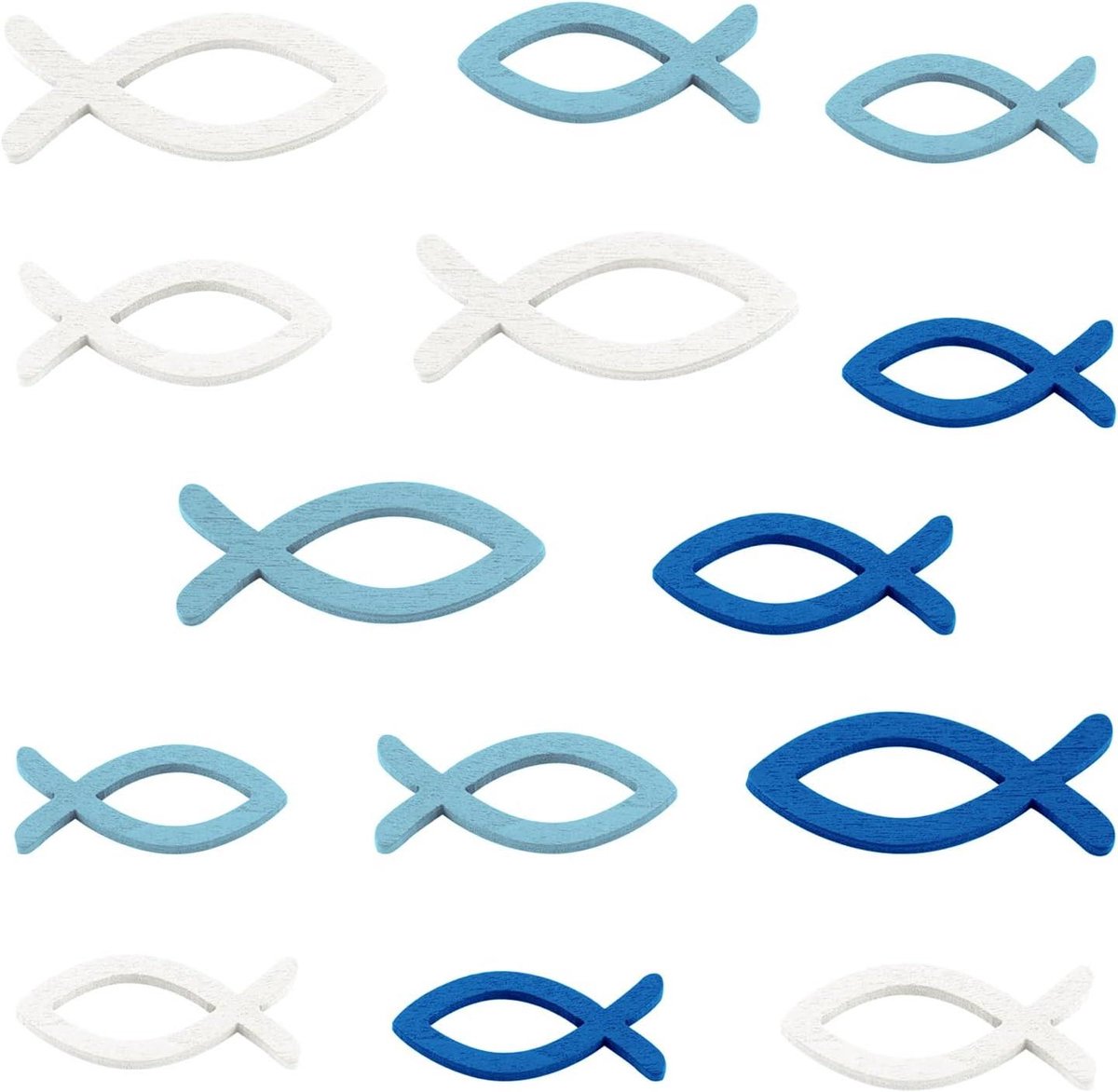 Allecto Plus - Houten decoratieve vissen - Strooidecoratie voor doop en confirmatie - 108 stuks