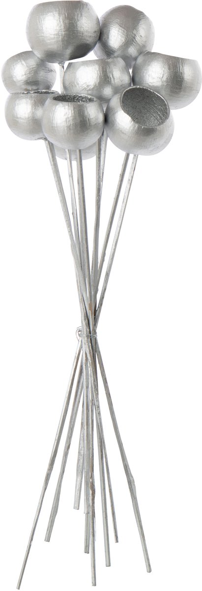 J-Line decoratie tak droogbloemen - zilver - set van 3
