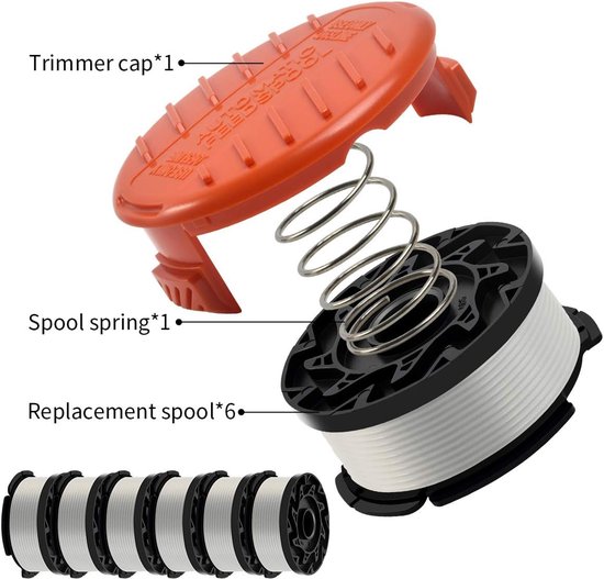 Trimmerkabel Geschikt voor trimmers, AF-100, 6 spoelen, 1 dop, 1 veer - Accessoires voor grasmaaiers van Merkloos	 — afbeelding 3