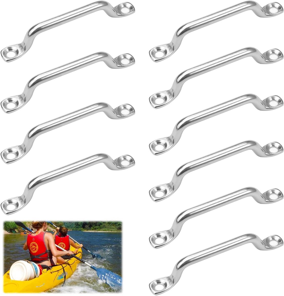 Allecto Plus - Rairsky 10 stuks RVS Pad Eye Ontwerp Bevestigingshaken - Set voor Kajak - Hardware - Oogplaten Kit met Oogplaten - Marine Accessoires