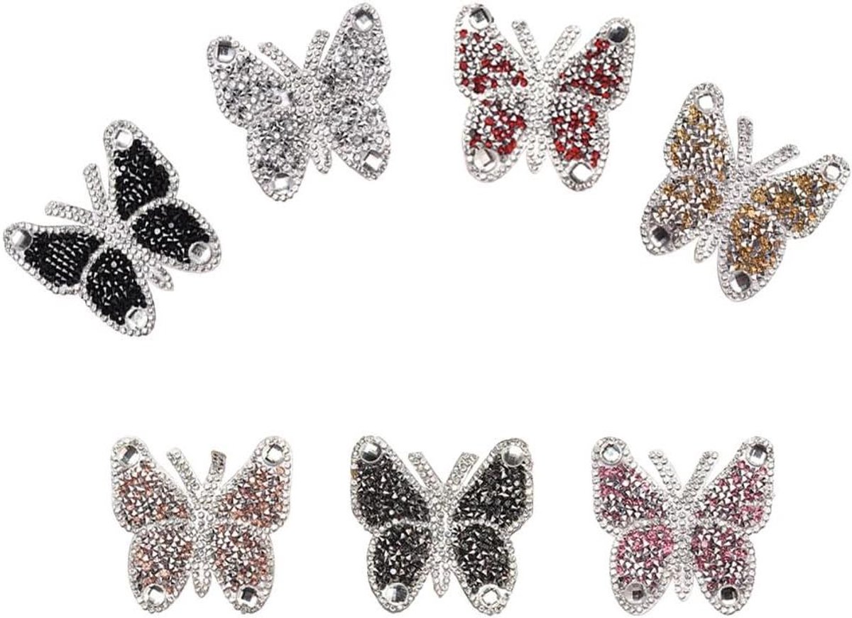 ```html Inovra Plus - Zelfklevende Vlinder Strass Patches, 7 stuks - Kleurrijke Stickers voor Jeans ```