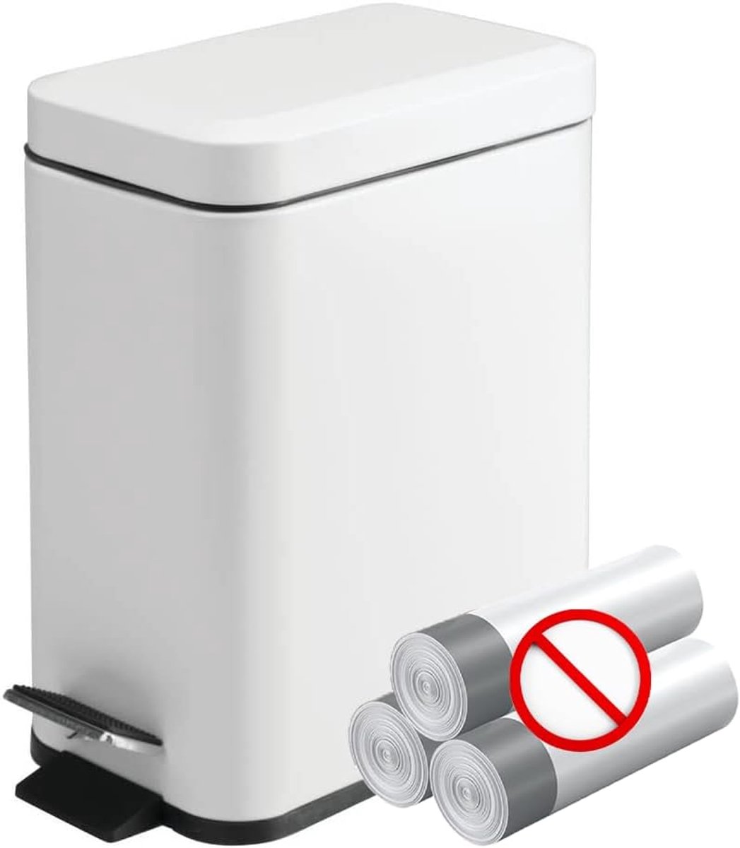 Soft Close Vuilnisbak 5L - Glanzend Wit - Slank Design