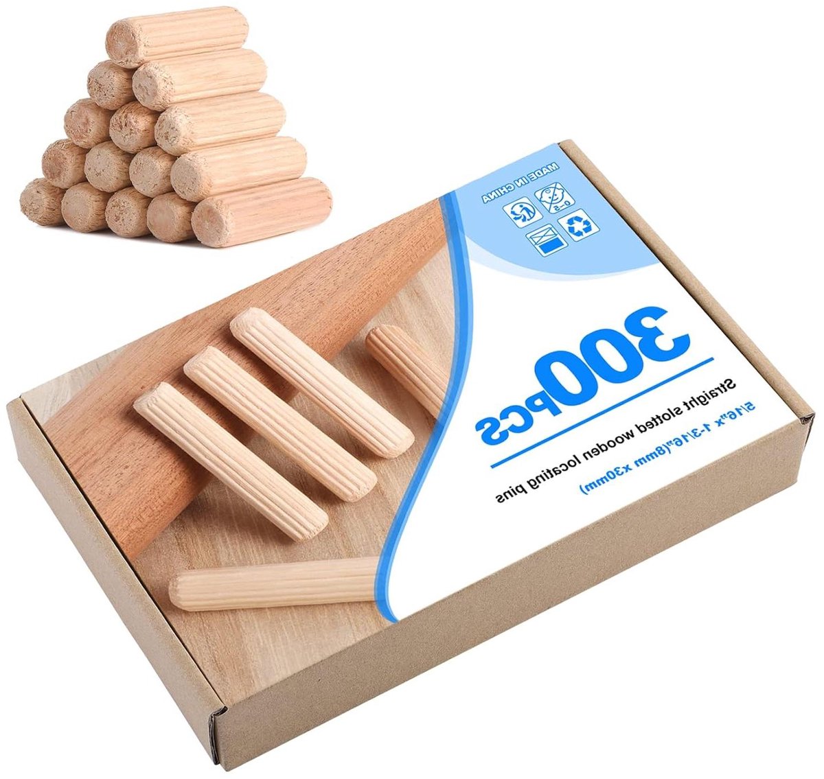 Inovra Plus - Houten Pluggen voor Knutselen en Meubels (300 stuks 8 x 30 mm)
