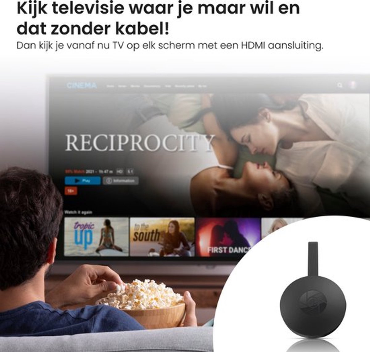 Full HD- Smart HDMI Dongle - Draadloos tv kijken - WIFI Receiver Voor Android, Google en IOS - App Streaming -Grijs-2025 Nieuw — cadeau in Elektronica - foto 8