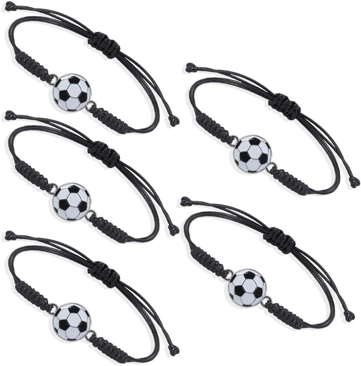 Allecto Plus - Voetbalarmband 5 stuks verstelbaar koord sport vriendschapsarmband kinderen - Party cadeau