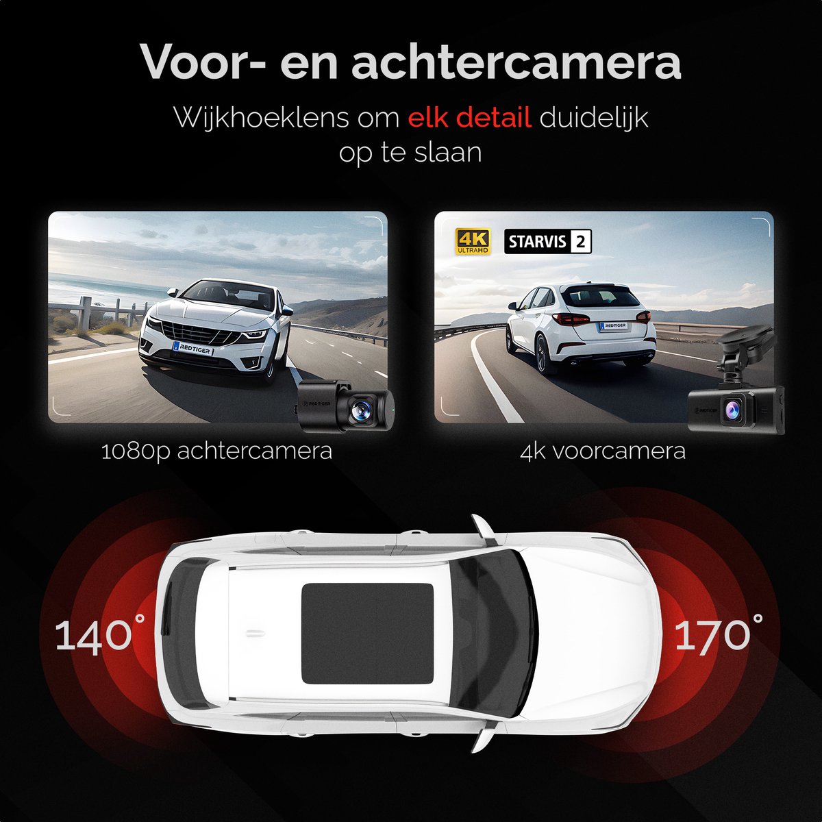 RedTiger F7N Touch Pro Dashcam 4K voor+achter met GPS thumbnail 4