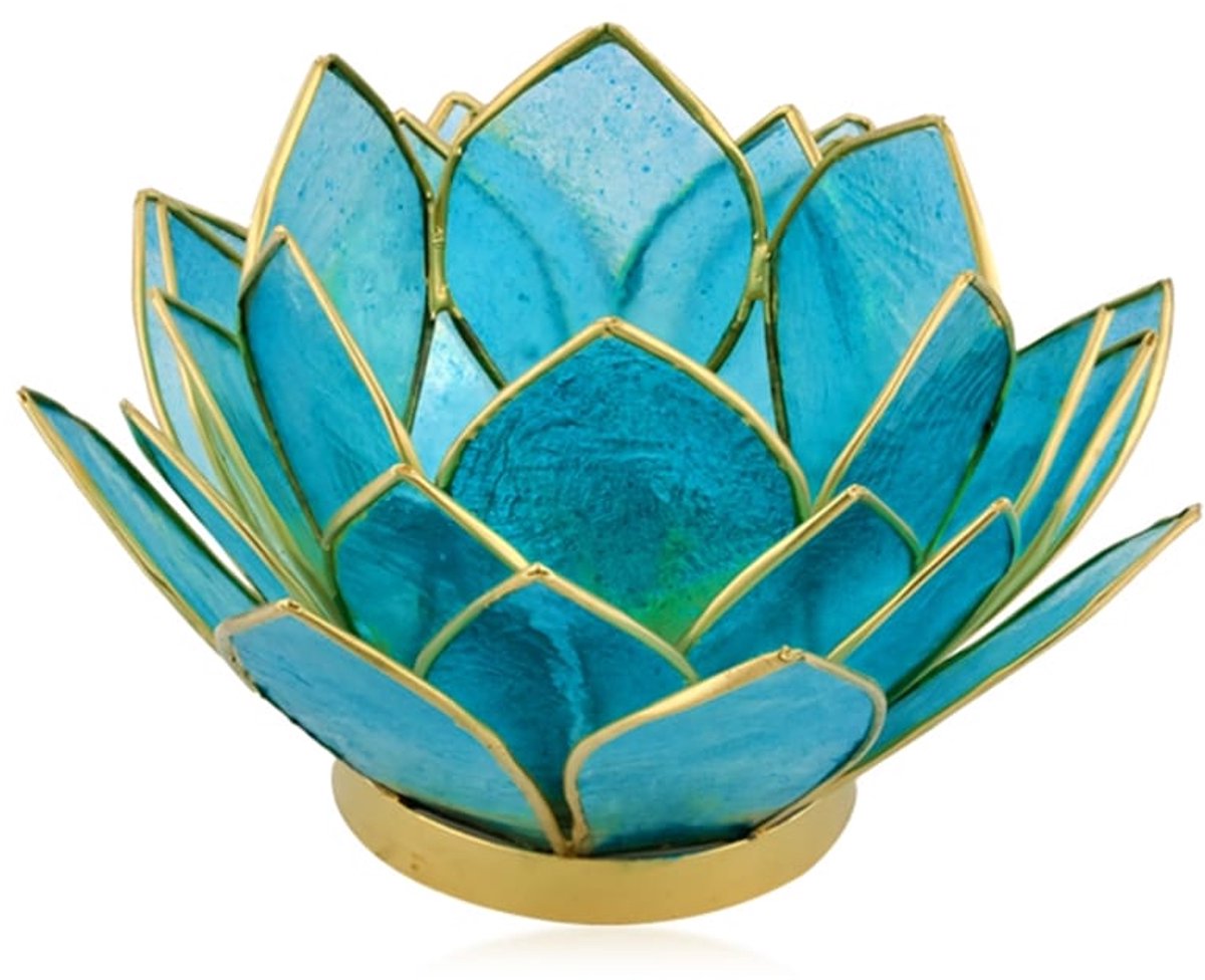Lotus sfeerlicht Capiz schelp turkoois