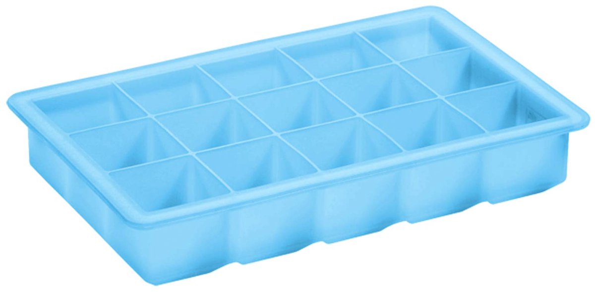 Ibenzoa® IJsblauwe IJsklontjesvorm van Platina-Silicone voor 15 Flexibele IJsblokjes