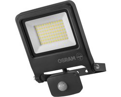OSRAM ENDURA FLOOD PC 50W LED-schijnwerper met sensor, 3000K warm wit, 5000 lumen, IP44 schijnwerper met bewegingsdetectie, bereik tot 9 m, Grijs