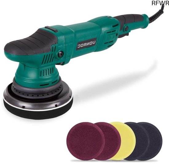 Poetsmachine Rijdend RFWR® Excentrische Poetsmachine 1050W met 7 Polijstschijven en Soft ...