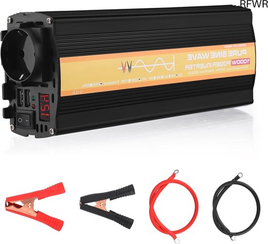 RFWR® Omvormer 12V naar 230V - Zuivere Sinus 1000W