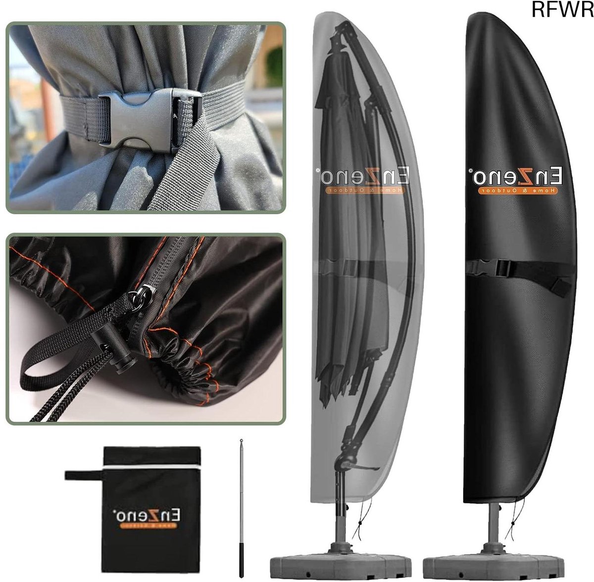 RFWR Beschermhoes voor zweefparasol 3-4 m - Waterdicht, Weerbestendig en UV-bestendig Zwart
