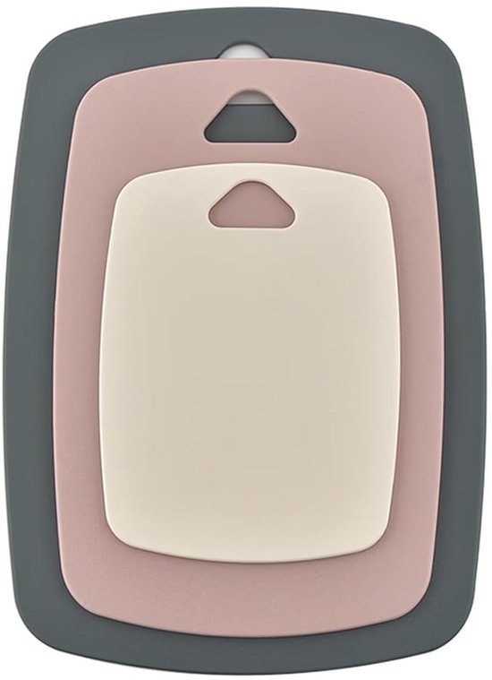 Alpina Plastic Snijplank Set - 3 Stuks, 20 X 28 Cm, Grijs En Wit