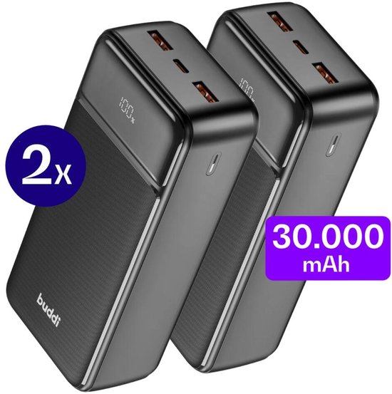 Buddi Boost Duo Pack Powerbank 30.000 mAh Zwart - Buddi - €49,95