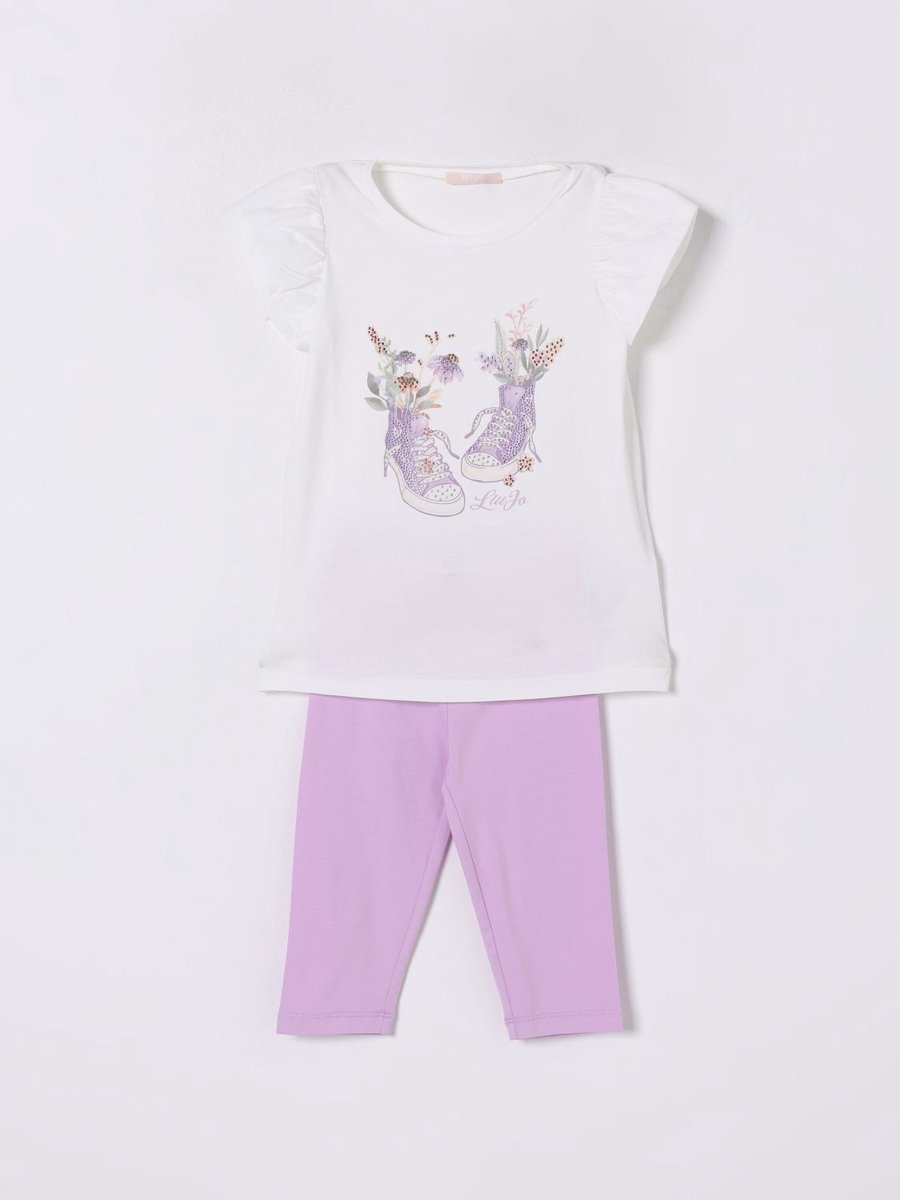 Girls Floral Sneaker TShirt Leggings Set Kids - White Ropes Cords