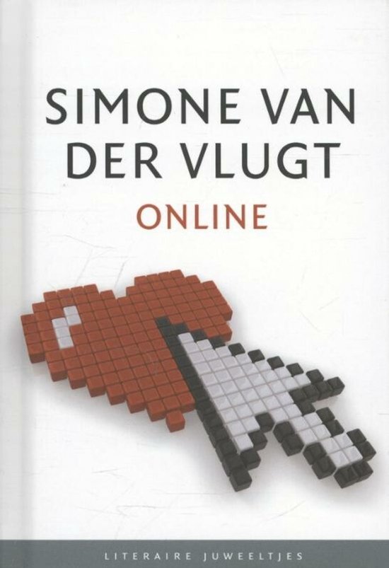 Boekomslag "ONLINE" van Simone Van Der Vlugt met een pixel hart en muisaanwijzer.