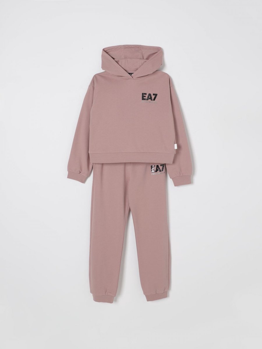 Girls Hoodie Joggers Set Embroidered Logo Kids - Pink Ropes Cords