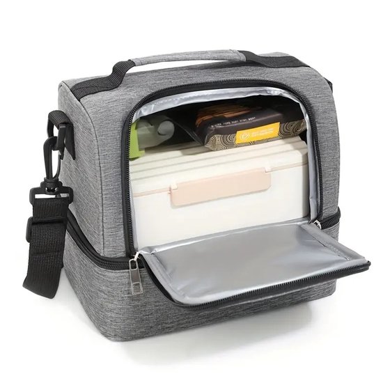 Sjtoer - Koeltas - Lunchtas - Zwart - Geïsoleerde lunchtas - Waterdicht - draagbare Thermo tas - Thermo -Geïsoleerde Koeltas - 14 liter - draagbaar van Merkloos — afbeelding 3