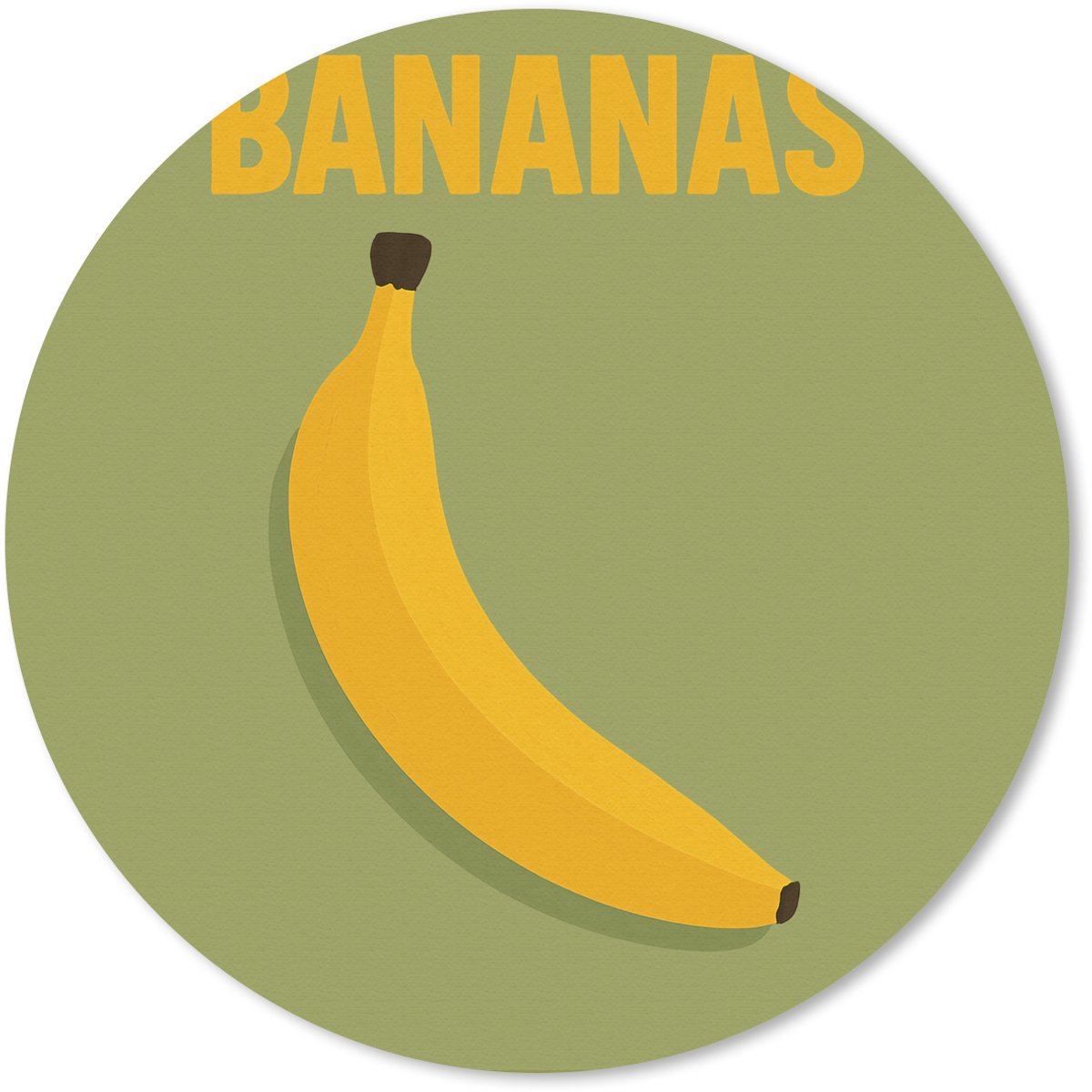 Muismat rond 40x40 cm - Mousepad Banaan - Minimalistisch - Geel - Ronde muismatten