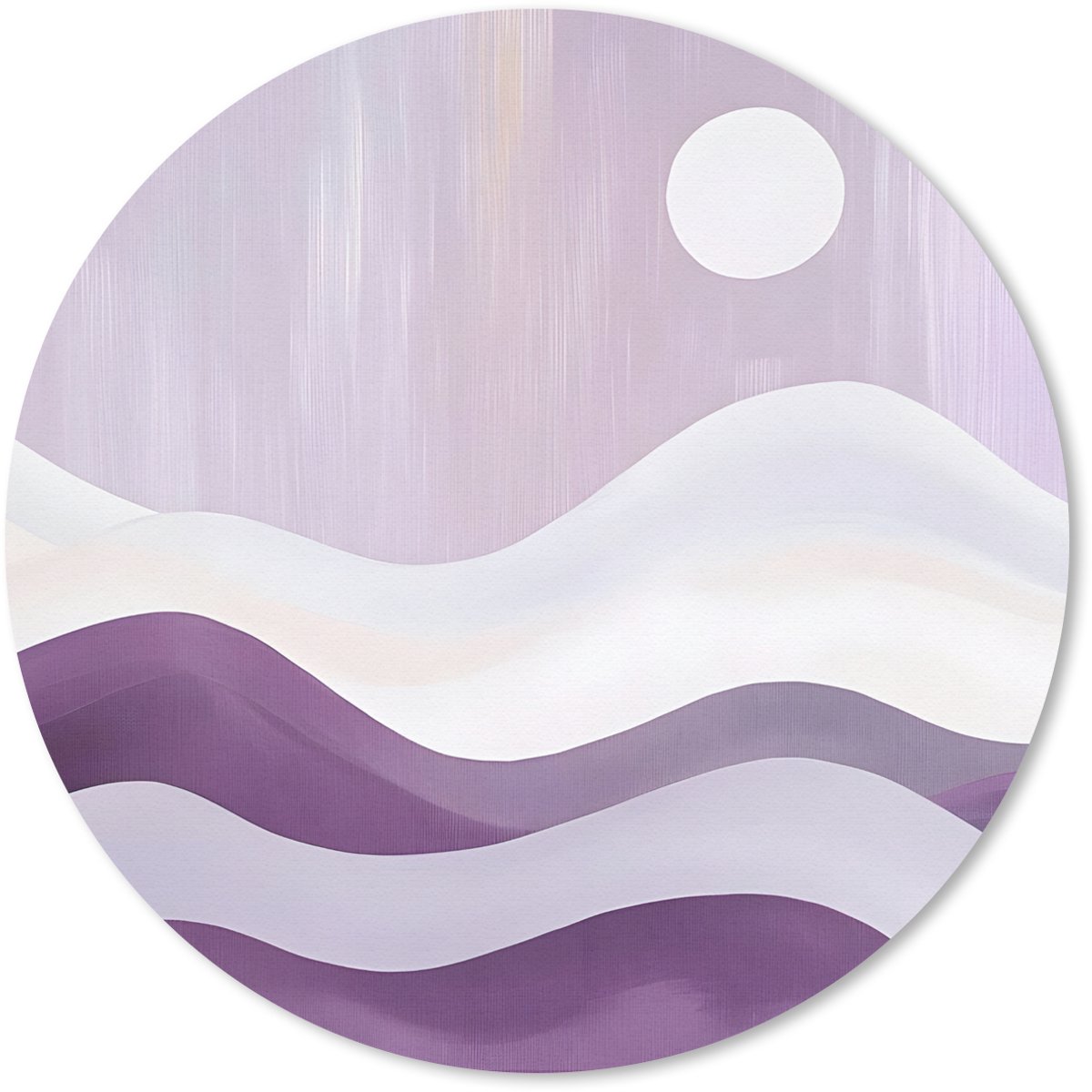 Muismat rond 40x40 cm - Mousepad Golven - Heuvels - Abstract - Paars - Ronde muismatten
