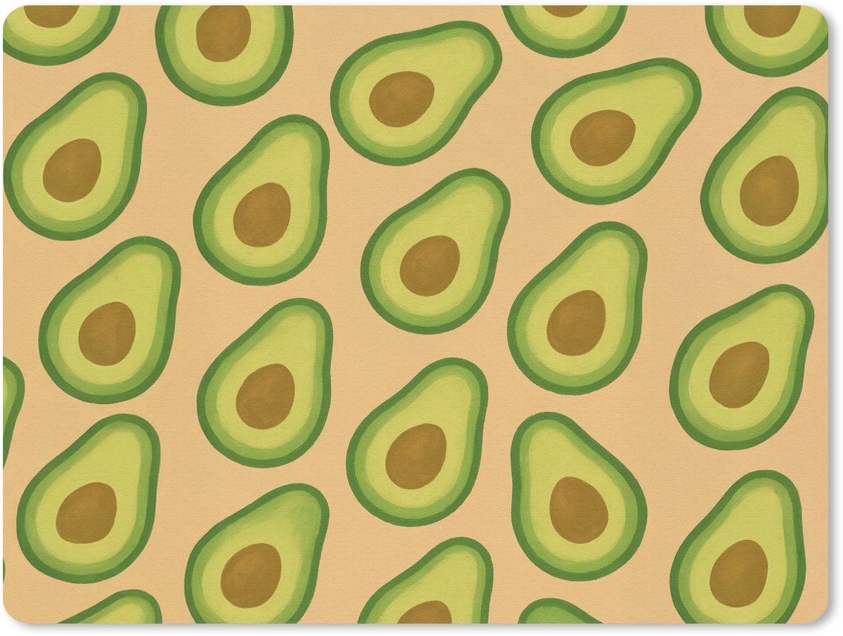 Muismat 23x19 cm - Mousepad Avocado - Patroon - Groen - Pit - Muismatten