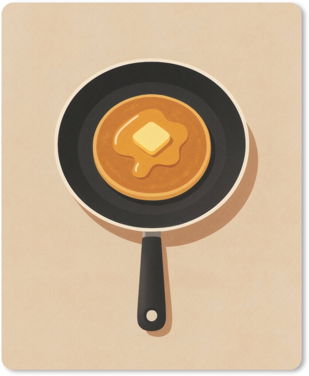 Muismat 19x23 cm - Mousepad Pannenkoek - Koekenpan - Boter - Minimalistisch - Muismatten