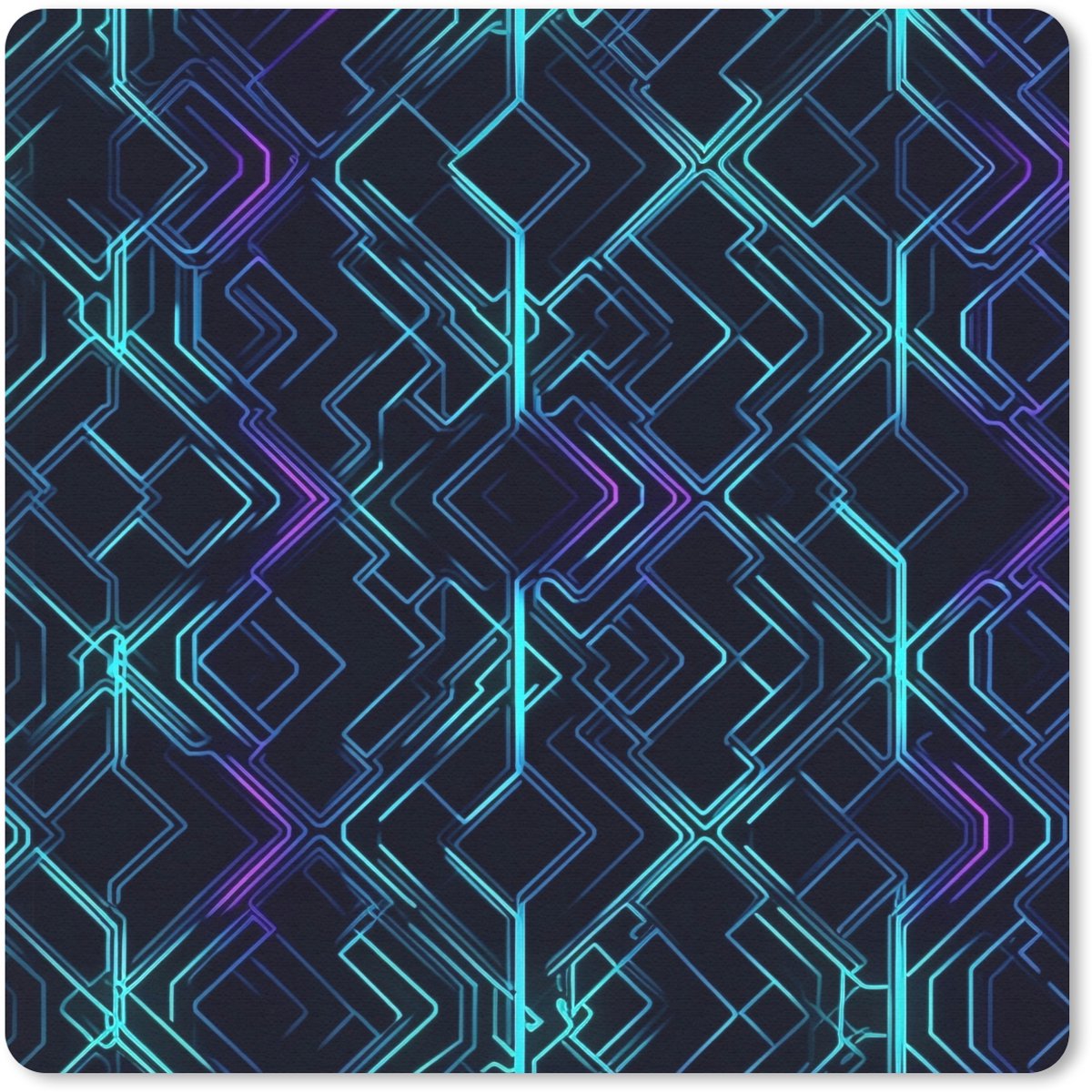 Muismat 20x20 cm - Mousepad Gaming - Ruitvormen - Abstract - Neon - Paars - Muismatten