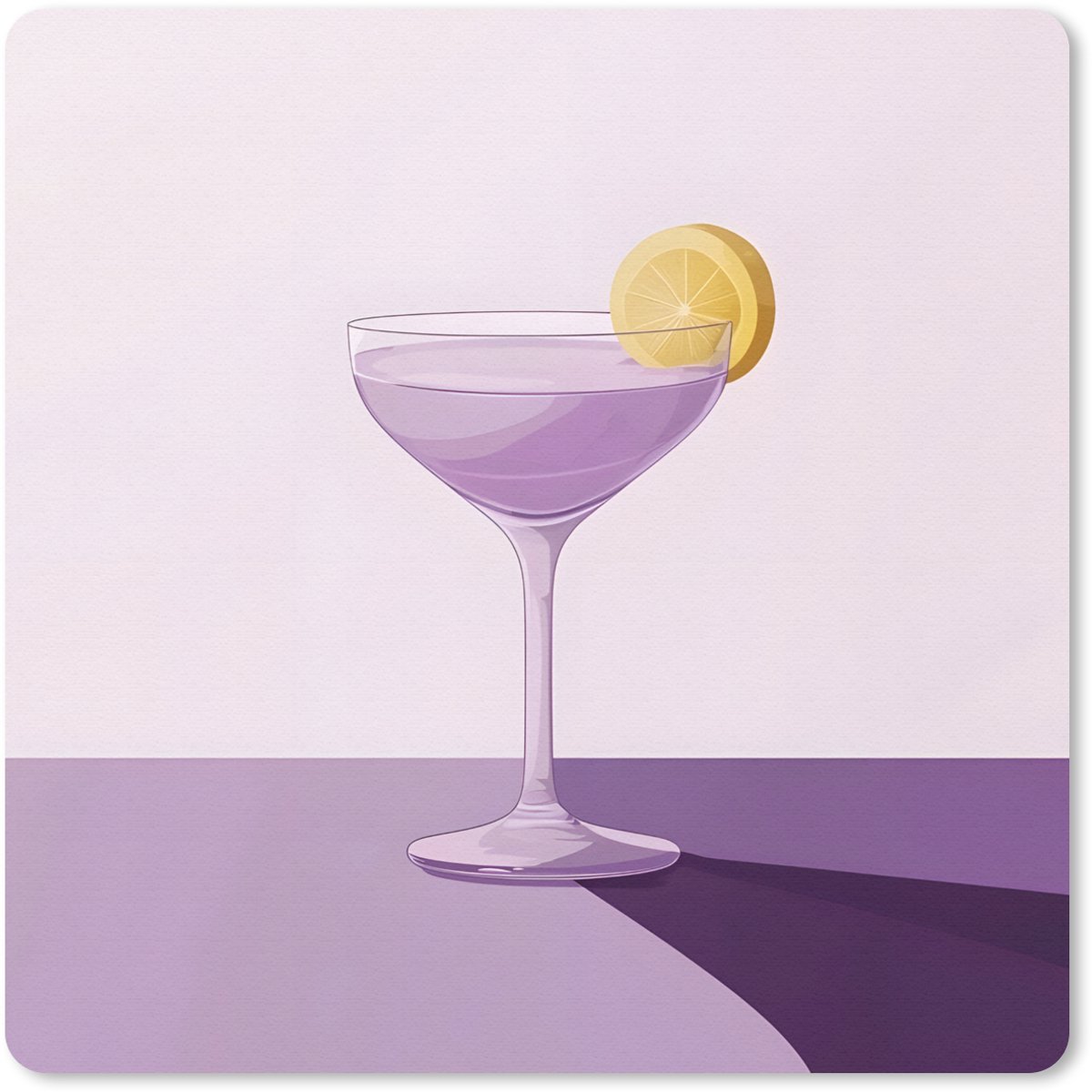 Muismat 30x30 cm - Mousepad Cocktail - Paars - Minimalistisch - Citroen - Muismatten